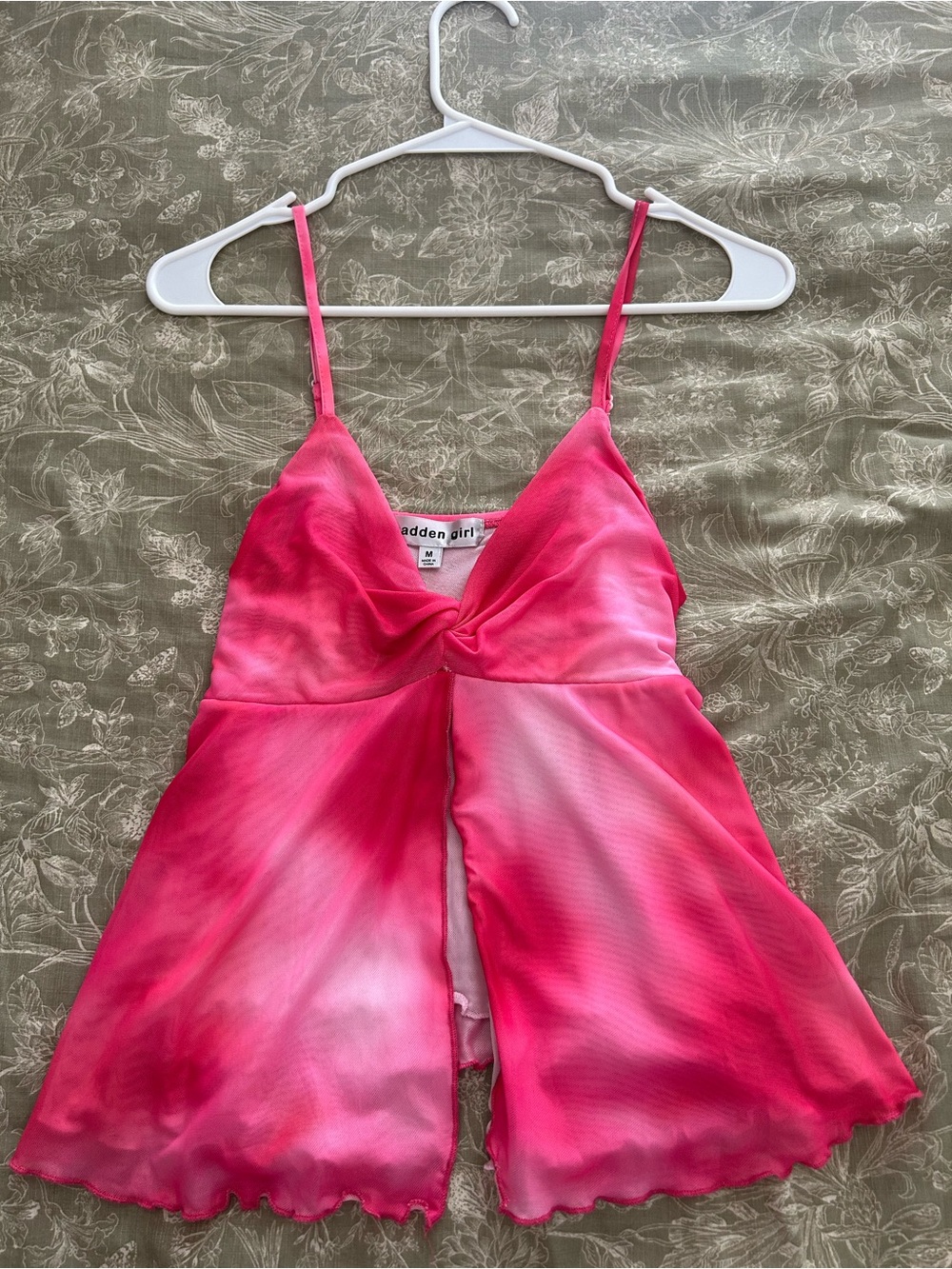 Madden Girl Pink Tie-Dye Twist Front Camisole